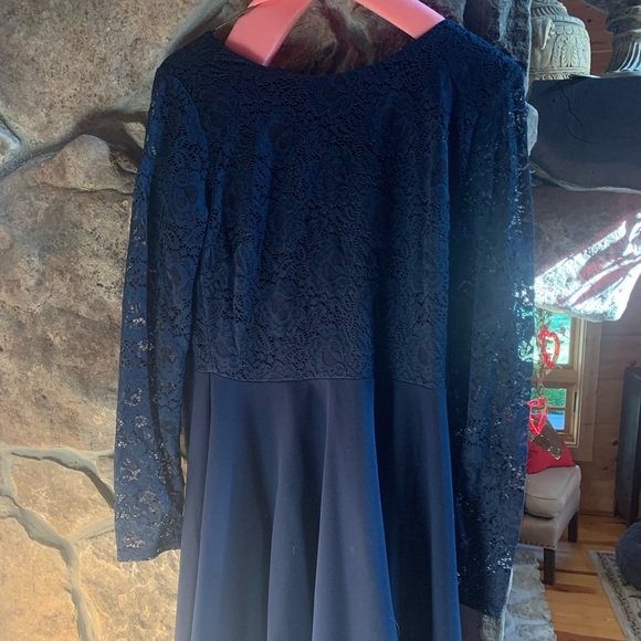 Formal Navy Long-Sleeved Dress (Jodi Khristopher) - Picture 1 of 8